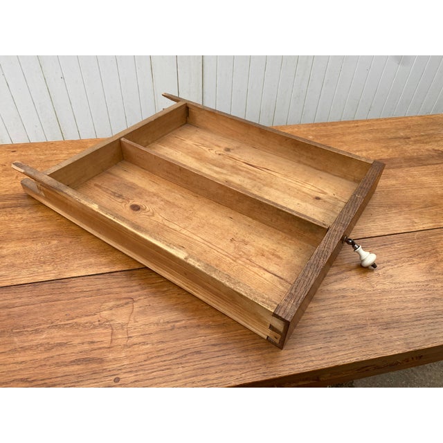 1950s Oak Farmhouse Dining Table with Drawer, 1950s For Sale - Image 5 of 18