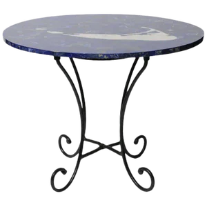Inlay Lapis, Mother-Of-Pearl and Marble Map of Nantucket on Iron Base