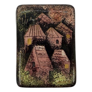 1950s Mid-Century Modern Sascha Brastoff Ceramic "Rooftops" Lidded Trinket Cigarette Box For Sale