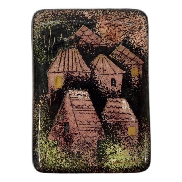 1950s Mid-Century Modern Sascha Brastoff Ceramic "Rooftops" Lidded Trinket Cigarette Box For Sale