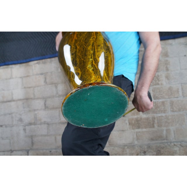 20th Century Chinese Yellow Green Natural Jade Carved & Polished Marble Vase Urn For Sale - Image 9 of 9