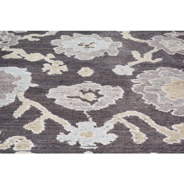 Contemporary 1990s Turkish Oushak Hand Knotted Rug With Soft Hi-Low Texture,9'X12'4" For Sale - Image 3 of 7