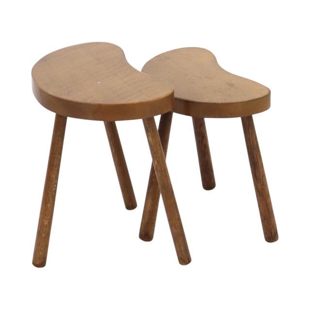 Rustic Vintage Wooden Kidney-Shaped Nesting Tables Wood, 1960s, Set of 2 For Sale - Image 3 of 17