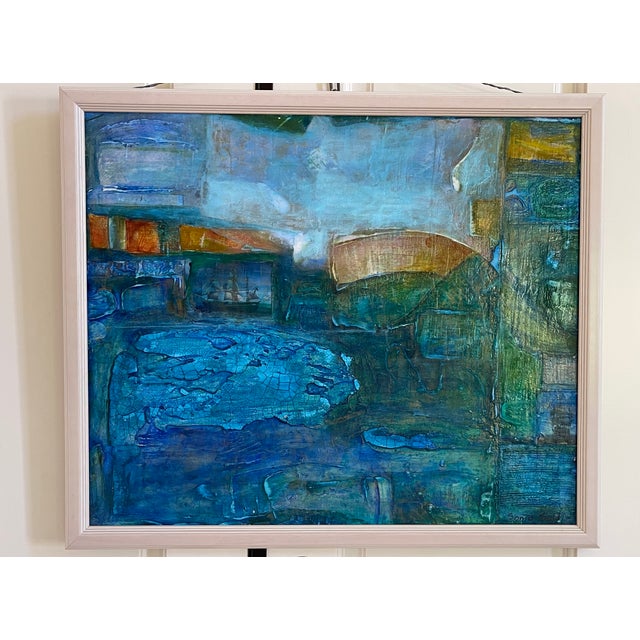 "Stormy Day" is atmospheric abstract painting where dominating blues and deeply textured surface meet. By utilizing...