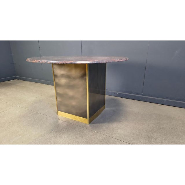 Vintage Round Granite and Brass Center Table attributed to Belogchrom, 1970s For Sale - Image 6 of 18