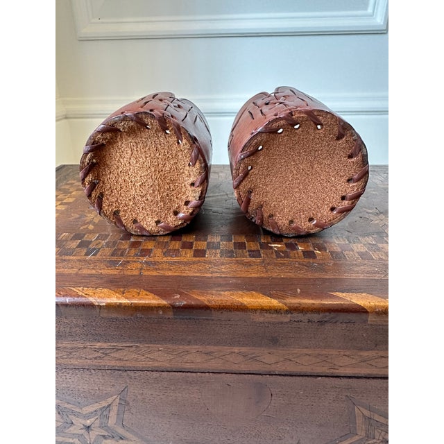 Vintage Western Style Leather Sleeves for Drinks Glasses/ Bottles Featuring Steers -Set of 7 For Sale - Image 10 of 17