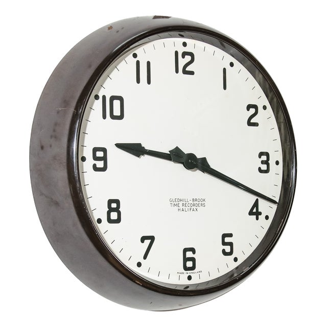 Factory Wall Clock from Gents of Leicester for Gledhill-Brook, Halifax, 1950s For Sale