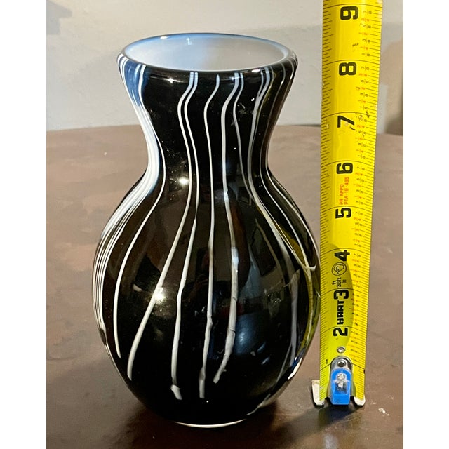 Mid-Century Modern 1978 Signed Foster Mid-Century Modern Black & White Cased Art Glass Vase For Sale - Image 3 of 11