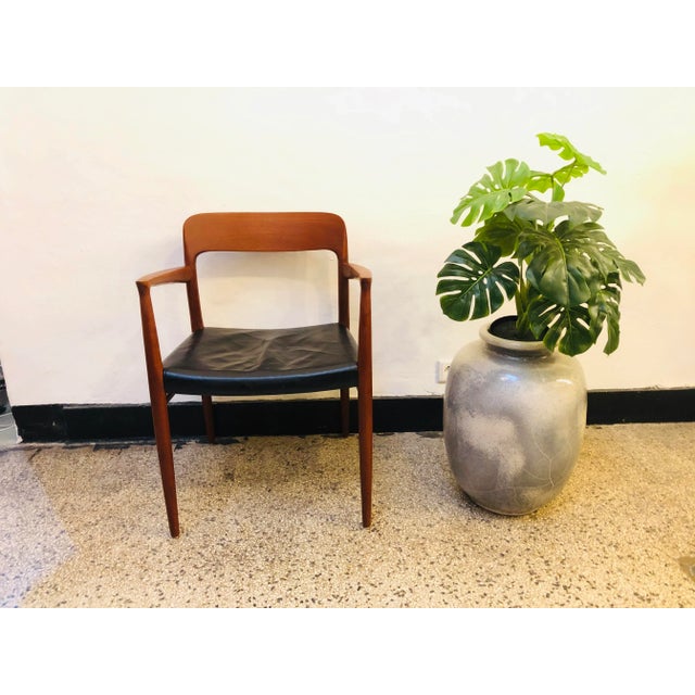 Teak & Leather Dining Chair by N.O. Møller for J.L. Møllers, 1950s For Sale - Image 12 of 15