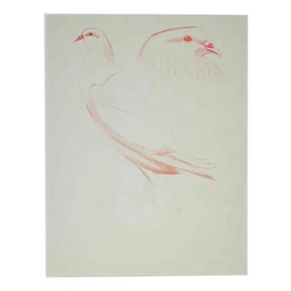 Eugène Juillerat, Doves, Original Pastel, 1920 For Sale