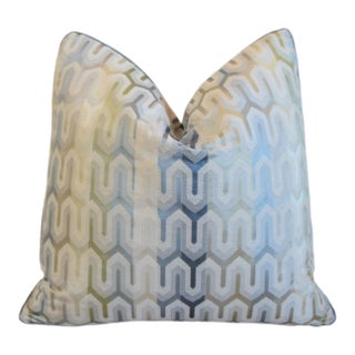 Chic Modern Contemporary Geometric Ombre Pastel Feather/Down Pillow For Sale