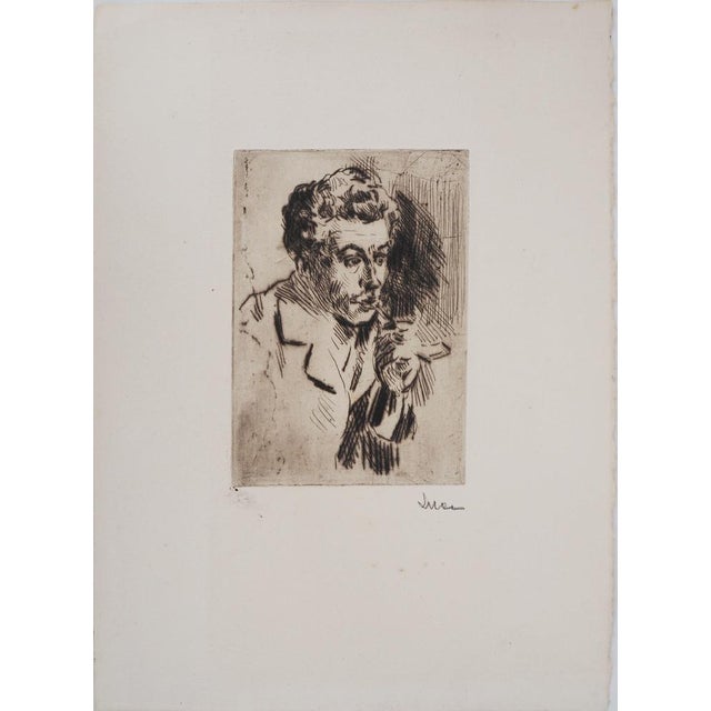 Maximilien Luce, Man with a Cigarette (Portrait of Jean Peské), 1895, Original Signed Etching For Sale - Image 6 of 6