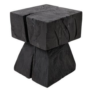 Sculptural Hardwood Side Table by Logniture For Sale