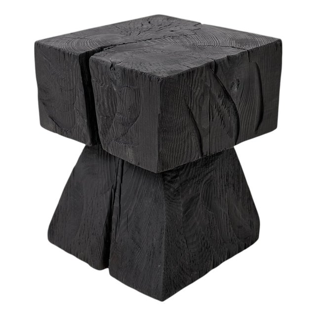 Sculptural Hardwood Side Table by Logniture For Sale