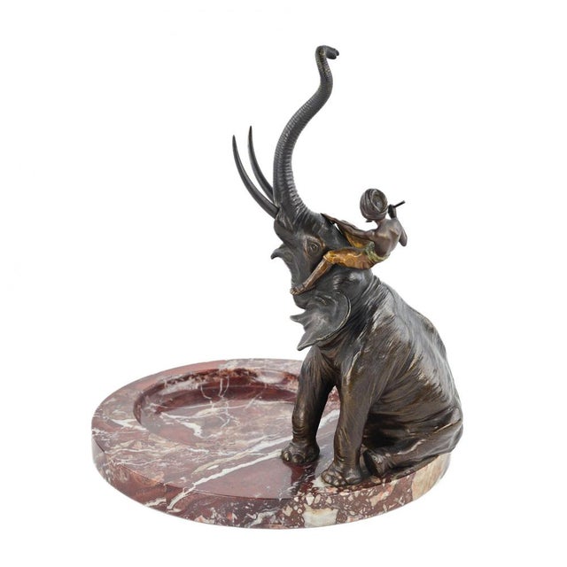 Decorative Dish in Marble with Bronze Elephant by Franz Bergman For Sale - Image 4 of 6