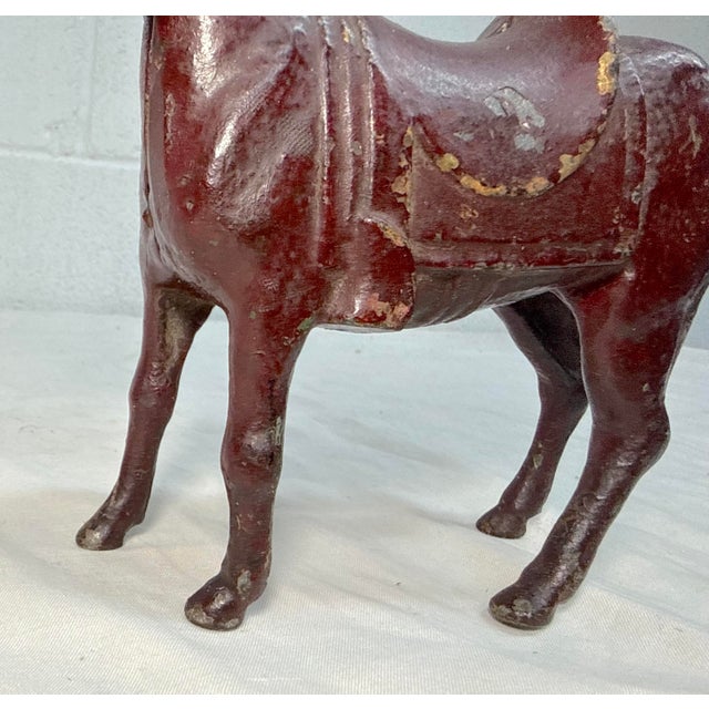 Antique 1920's Ac Williams Hand Painted Cast Iron Donkey Coin Penny Still Bank For Sale - Image 4 of 14