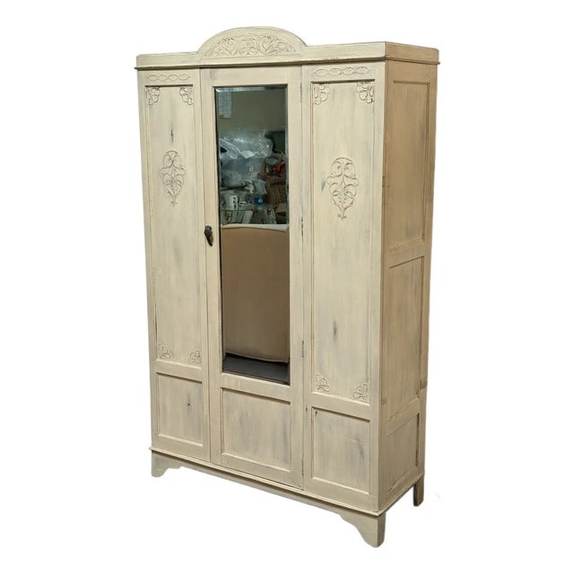 Ivory Provincial Armoire With Shelving, Ivory For Sale - Image 8 of 12