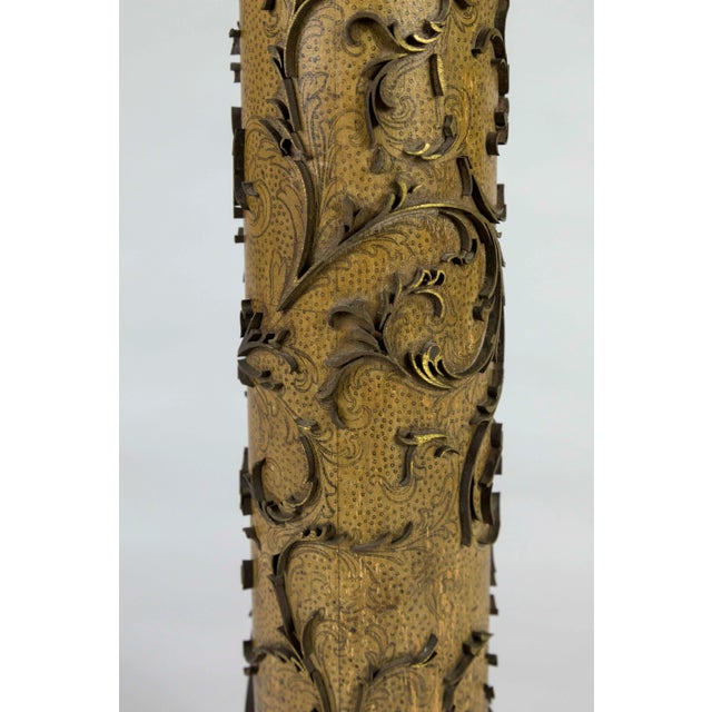 Wood Vintage Wallpaper Printing Roller as Table Lamp For Sale - Image 7 of 13