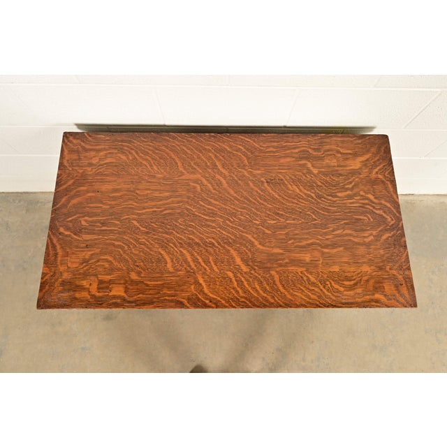 Brown Antique American Empire Carved Tiger Oak Lowboy Dresser, Circa 1900 For Sale - Image 8 of 11