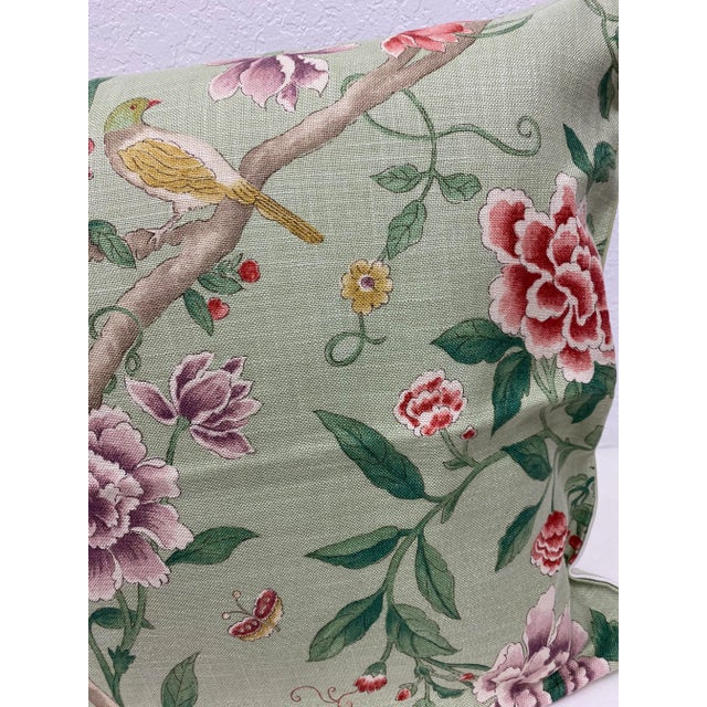 Textile Pair of 22" Square Pillows With a Vintage Inspired Floral Pattern Dotted With Birds & Butterflies - Made in Uk. For Sale - Image 7 of 10