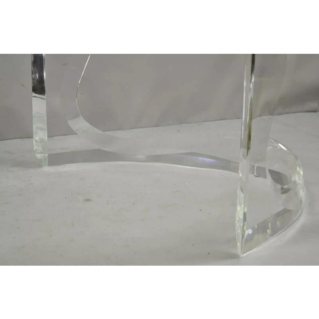 Plastic Mid Century Sculptural Lucite Double Pedestal Dining Desk Table Bases - A Pair For Sale - Image 7 of 12