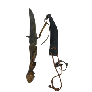 Early 20th Century Kuba Kongo Knife in Sheath For Sale