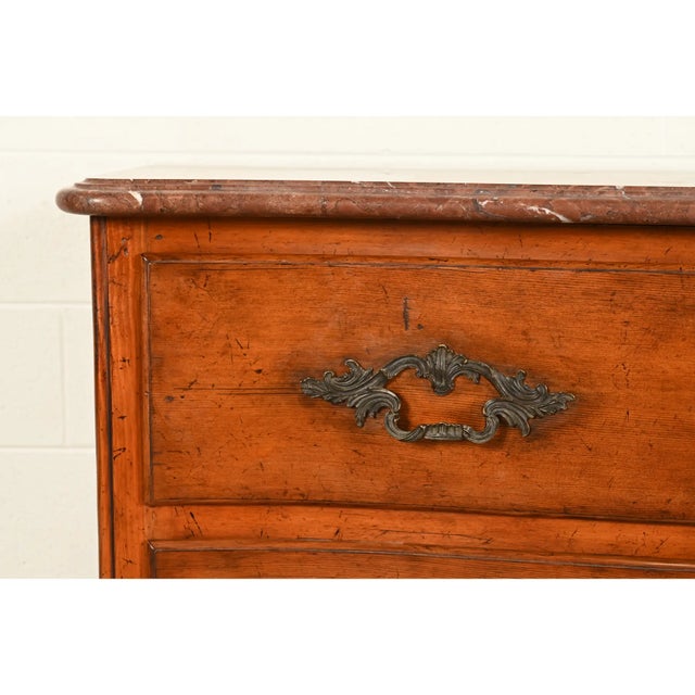 Ralph Lauren French Provincial Louis XV Carved Walnut Marble Top Commode or Chest of Drawers For Sale - Image 10 of 16