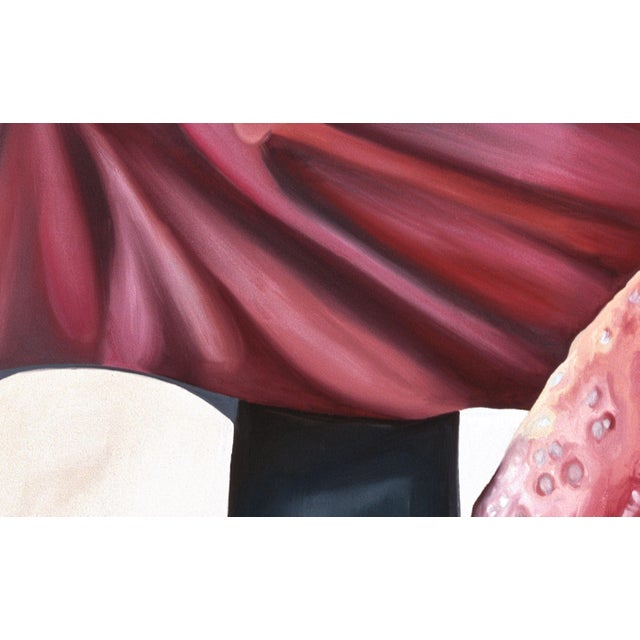 Red 2000s "Strawberry and Ribbon" Gallery Wrapped Oil Painting by Judith Moore For Sale - Image 8 of 10