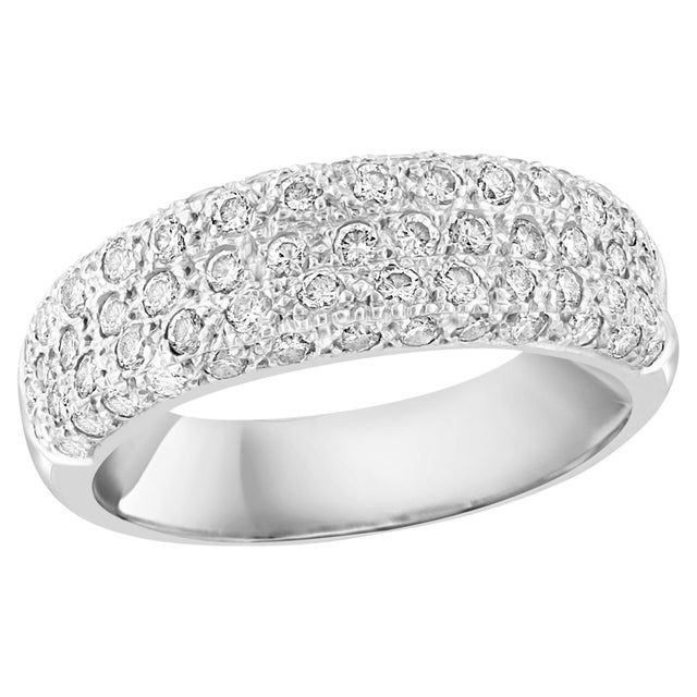 Modern 0.65 Carat Diamond Cocktail 18 Karat White Gold Ring/ Half Band, Size 6.5 For Sale - Image 3 of 8