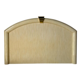 1990’s Jimeco Ltda Tessellated Bone King Headboard With Brass Accent For Sale