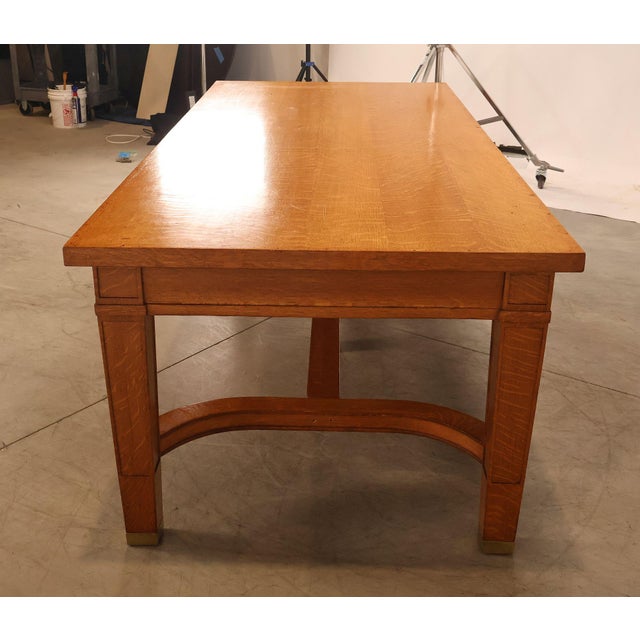 Arts & Crafts Style Large Oak Library Table For Sale - Image 18 of 18