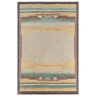 Doris Leslie Blau Vintage Scandinavian Geometric Light Beige Carpet Pile For Sale