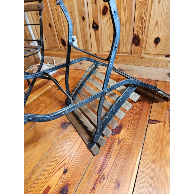 Original 1980's Smith & Hawken Bistro Teak Wood and Cast-Iron Table and 2 Chairs For Sale - Image 10 of 12