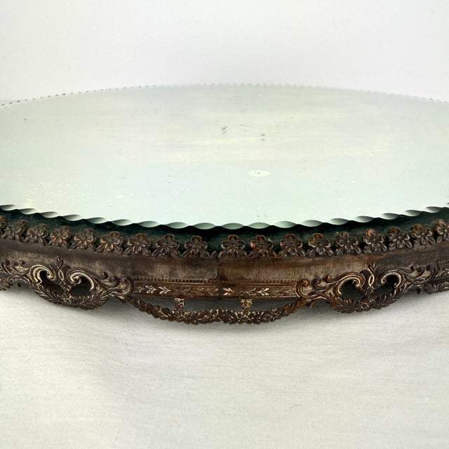 Early 20th Century Antique Early 1900’s Mirrored Plateau 14” For Sale - Image 5 of 12