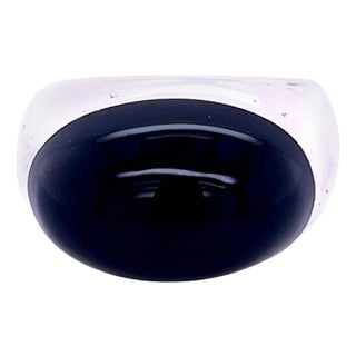 1990s Gucci Estate Black Onyx Ring Size 6.75 Sterling Silver 6 mm For Sale