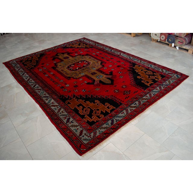 Vintage Turkish Carpet Hand-Woven Wool Rug, Circa 1950 For Sale - Image 12 of 14
