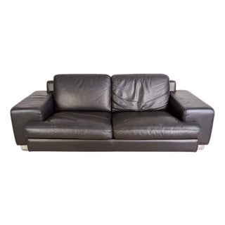 Black 2-Seater Leather Sofa from Roche Bobois For Sale