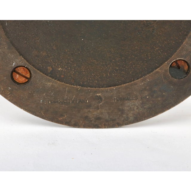 Bronze and Favrile Glass Candle Holders Candlesticks by Louis C. Tiffany Furnaces Inc. - a Pair For Sale - Image 9 of 11