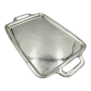 Mid 20th Century Shobido Japanese Jungin Pure Silver Serving Tray, 22" For Sale
