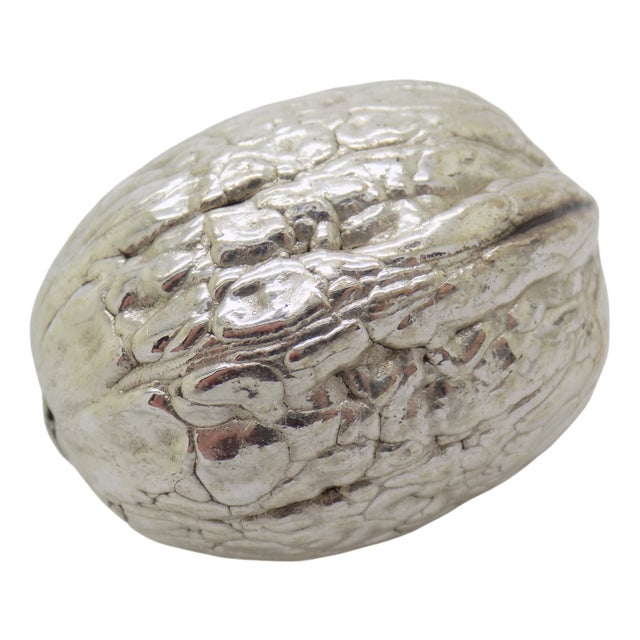 Vintage Italian Silver Walnut Figurine, 1980s For Sale
