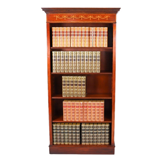 Vintage Sheraton Style Walnut Open Bookcase For Sale
