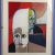 Fantastic modernist painting, painted on paper with mixed media, watercolor and multicolored tempera, subject with a...