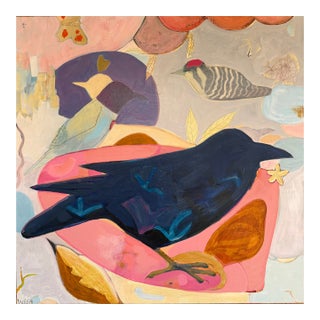 “Raven and Friends” a Fun Bird Painting by LWren Walraven For Sale