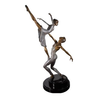 Late 20th Century Mario Jason Pas De Deux VI - Limited Edition Bronze Ballet Sculpture, 40" H For Sale