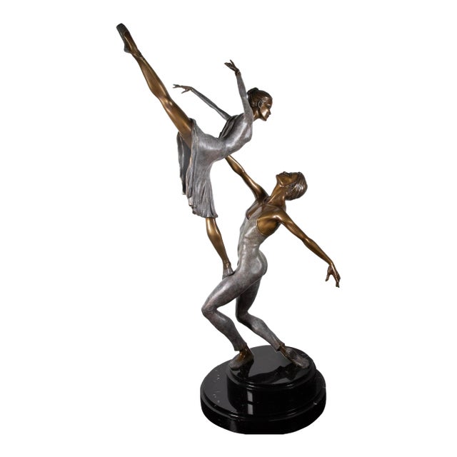 Late 20th Century Mario Jason Pas De Deux VI - Limited Edition Bronze Ballet Sculpture, 40" H For Sale