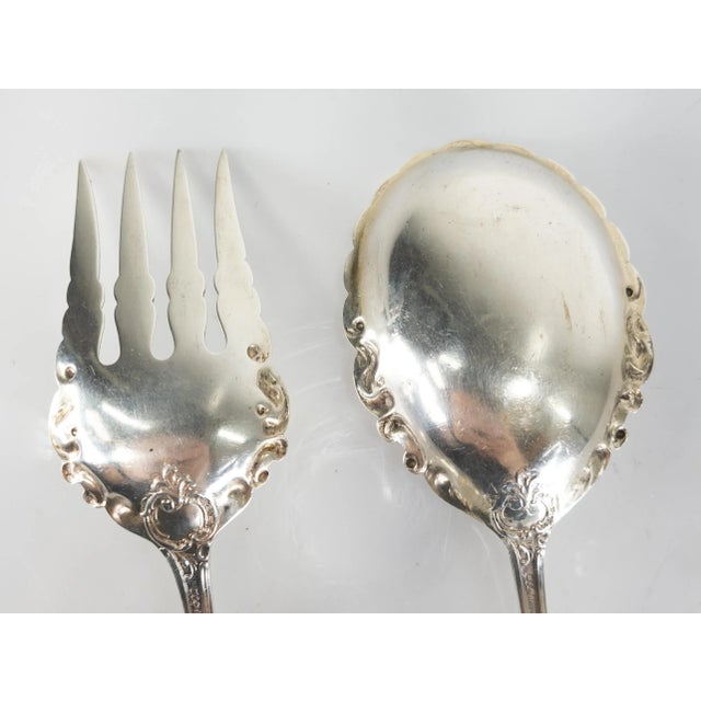 Metal Late 19th Century Sterling Silver Dominick & Haff Salad Servers - 2 Piece Set For Sale - Image 7 of 12