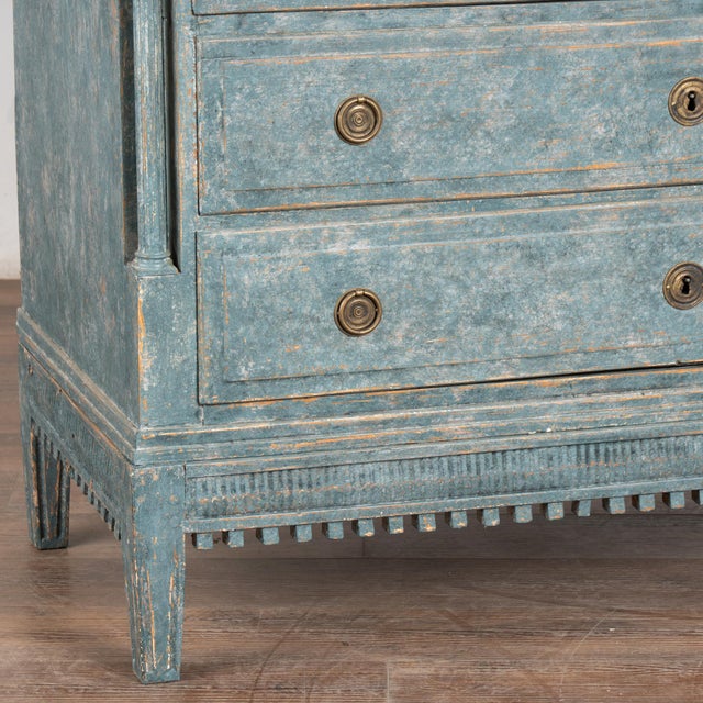 Blue 18th Century Large Blue Painted Chest of Four Drawers, Denmark For Sale - Image 8 of 10