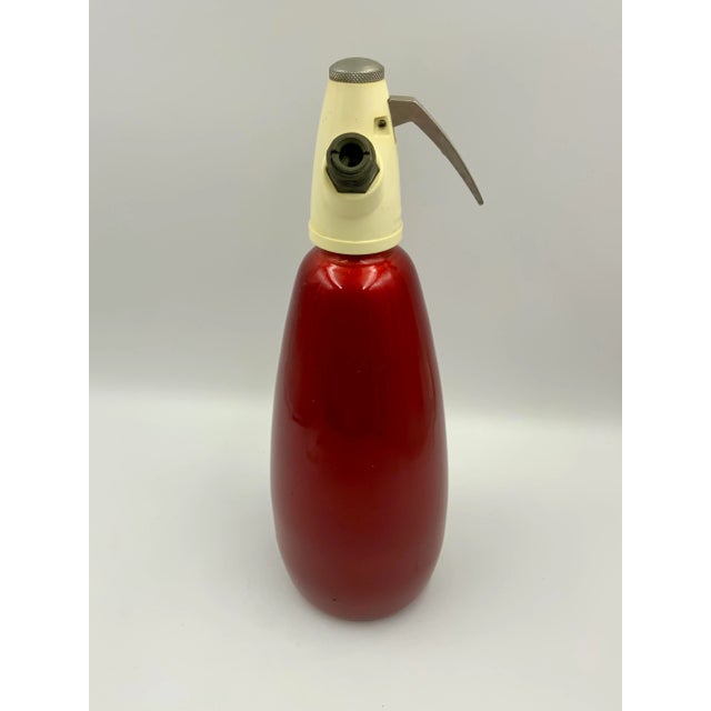Mid-Century Modern Mid-Century Boc Co. Candy Apple Red Enameled Seltzer Bottle For Sale - Image 3 of 5