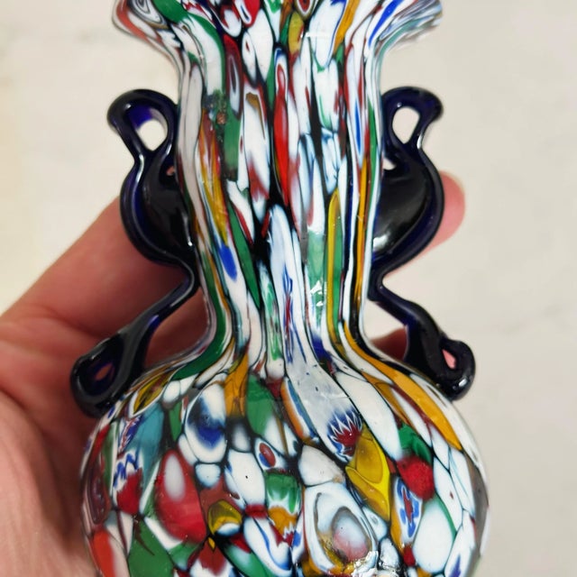 Glass Mid-Century Mouth Blown Glass Vase With Delicate Handles by Fratelli Toso For Sale - Image 7 of 7