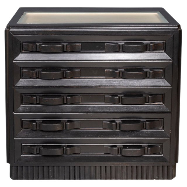 20th Century Italian Ebonised Chest of Drawers with Display Top, 1930s For Sale